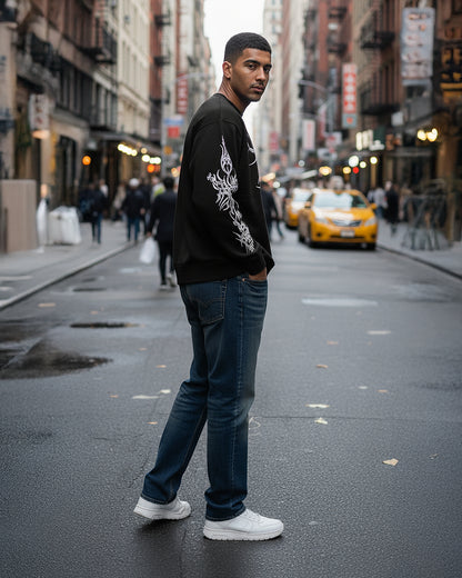 Oversized Gothic Tribal Long Sleeve Sweatshirt 💀