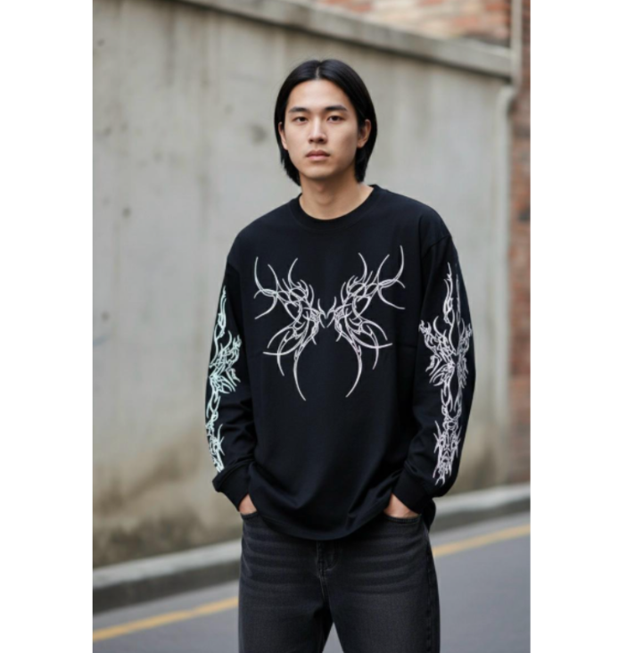 Oversized Gothic Tribal Long Sleeve Sweatshirt 💀